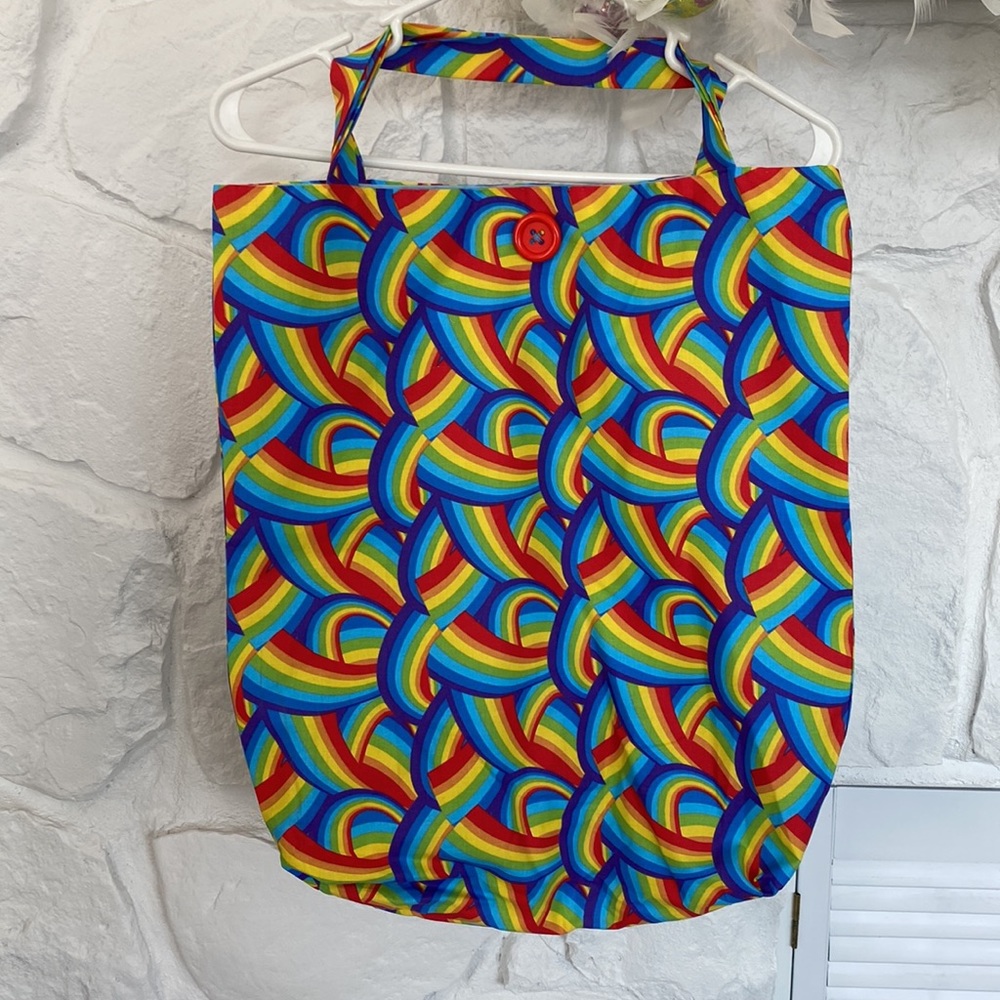 Rainbow Print Reversible Tote Bag - reusable & washable for Beach, groceries etc